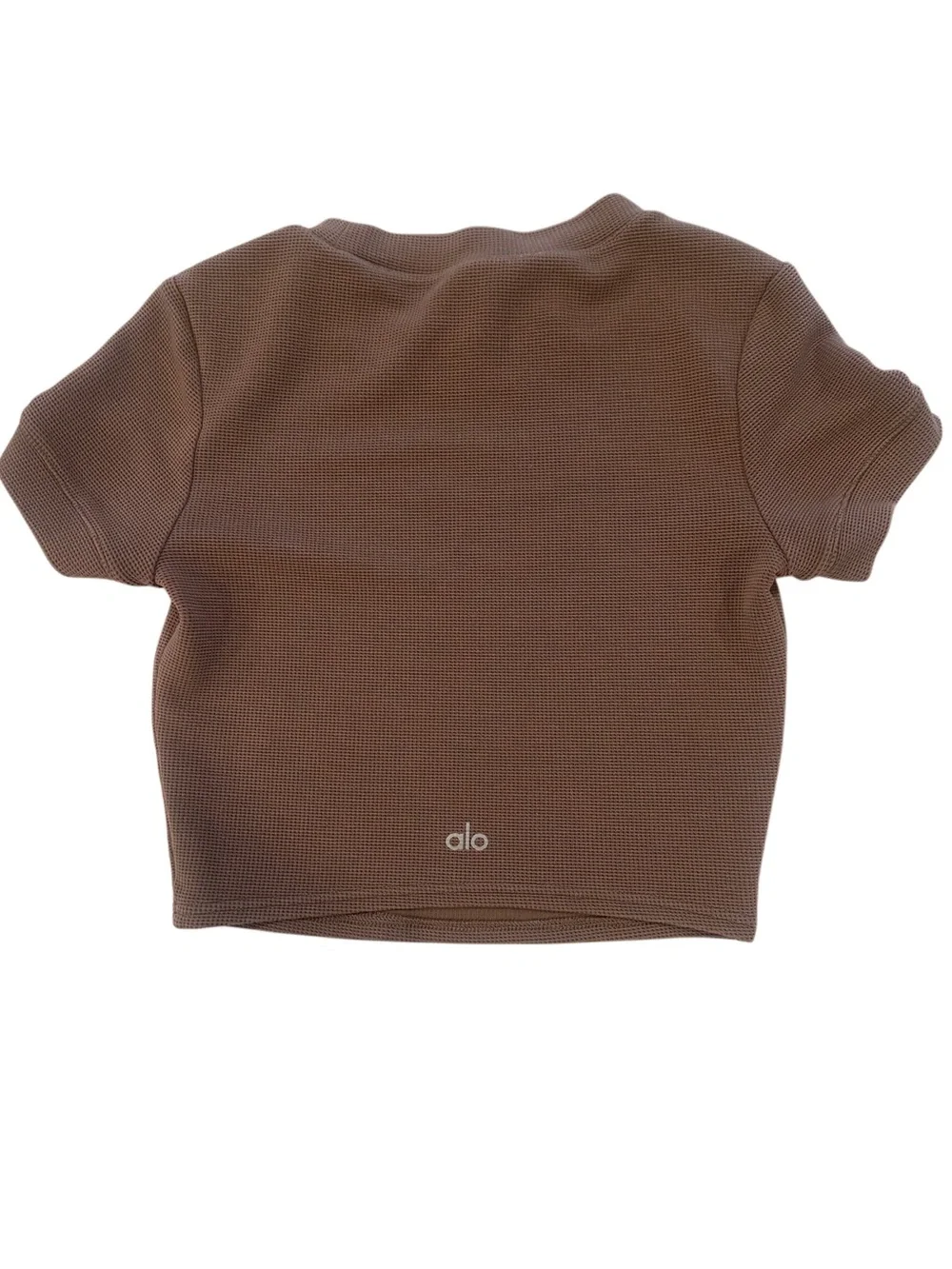 Alo Women's Brown Waffle Crop Top & Pants Set - Picture 3 of 13
